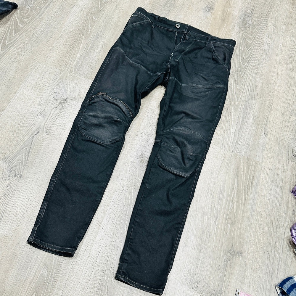 G-Star RAW Jeans Mens 32x30 5620 3D Zip Knee Skinny Jeans Black Moto Biker Pants